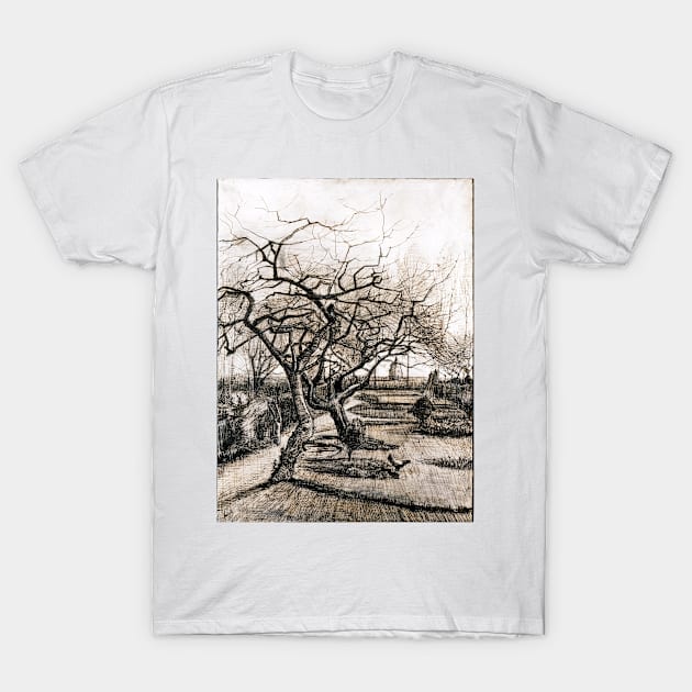 Vincent van Gogh The Parsonage Garden at Nuenen in Winter T-Shirt by pdpress